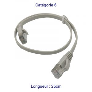 CORD6PL25 - Cordon plat RJ45 CAT6 FTP 25cm