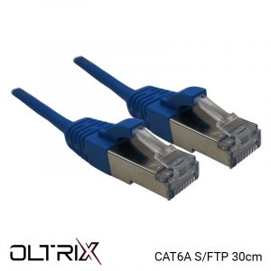 Câble Ethernet RJ45 Cat.6A S/FTP 30cm bleu OLTRIX CORD6A030B