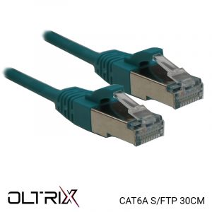 Câble Ethernet RJ45 Cat.6A S/FTP 30cm vert OLTRIX CORD6A030V