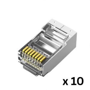PLUG-6AFTP6A-10 - CONNECTEUR RJ45 MÂLE TRAVERSANT POUR CÂBLE CAT.6A FTP A SERTIR (10PCS)
