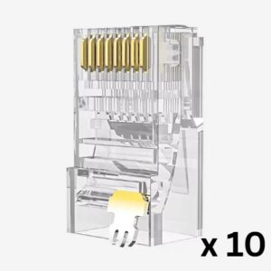 PLUG-6AUTP6A-10 - CONNECTEUR RJ45 MÂLE TRAVERSANT POUR CÂBLE CAT.6A UTP A SERTIR (10PCS)