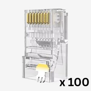 PLUG-6AUTP6A-100 - CONNECTEUR RJ45 MÂLE TRAVERSANT POUR CÂBLE CAT.6A UTP A SERTIR (100PCS)
