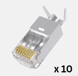 PLUG-7SFTP7-10 - CONNECTEUR RJ45 MÂLE TRAVERSANT POUR CÂBLE CAT.7 SFTP A SERTIR (10PCS)